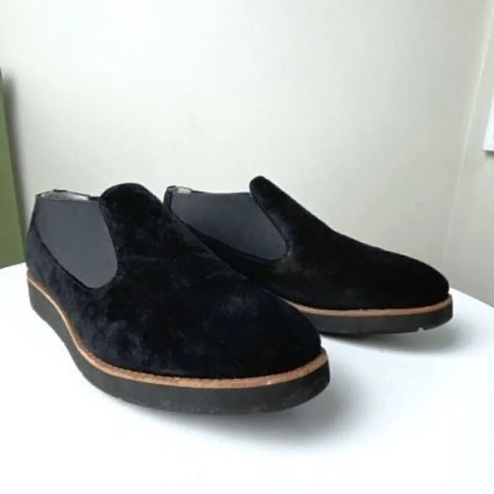 Johnston & Murphy Bree Slip-on Flat Loafer Black Suede Almond Toe Sz 9